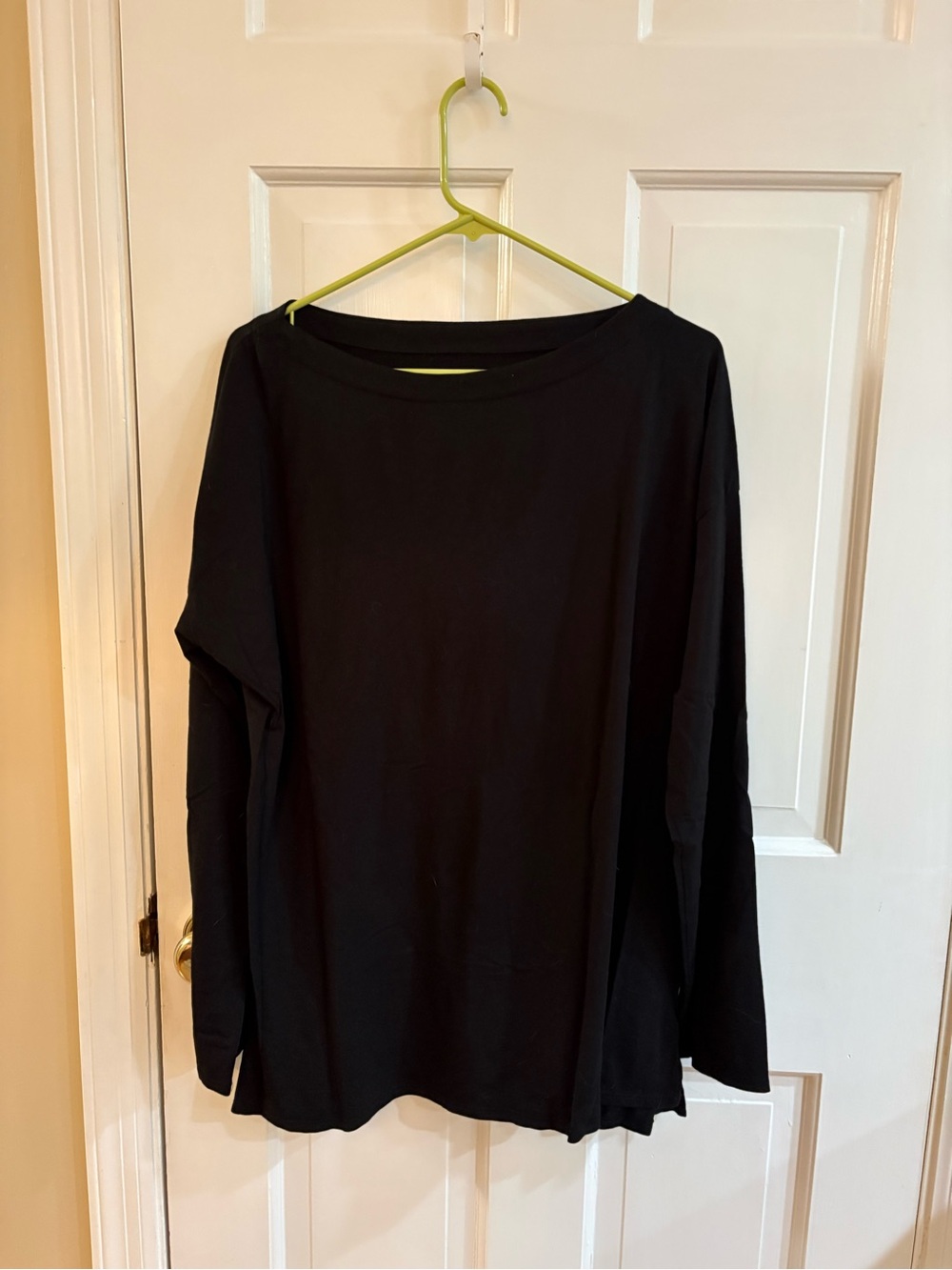J. Jill Black Long-Sleeve Boatneck soft cotton tunic length Top